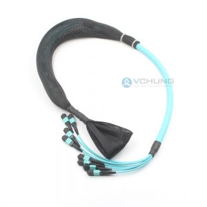 MPO Pre-Terminated 96-Core Om3 Aqua LSZH Fiber Optic Cable With Pulling Eyelet