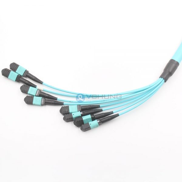 MPO Pre-Terminated 96-Core Om3 Aqua LSZH Fiber Optic Cable With Pulling Eyelet
