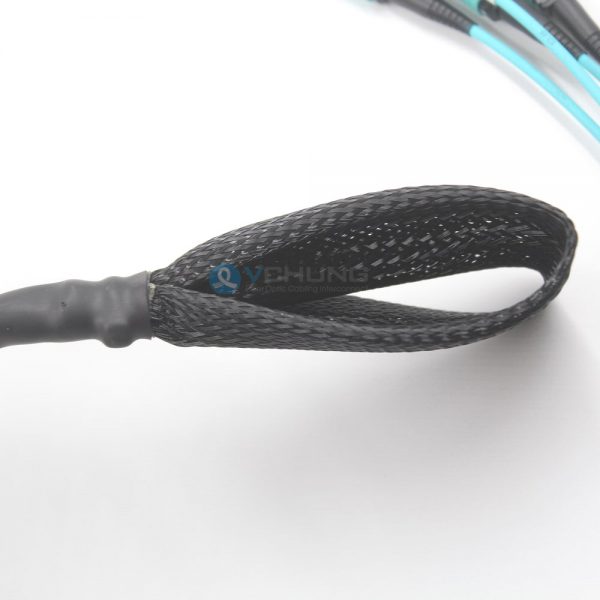 MPO Pre-Terminated 96-Core Om3 Aqua LSZH Fiber Optic Cable With Pulling Eyelet