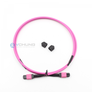 MPO Connector female pre-termimated 12 Core trunk 4.5mm LSZH IL=0.70dB max OM4 fiber optical cable