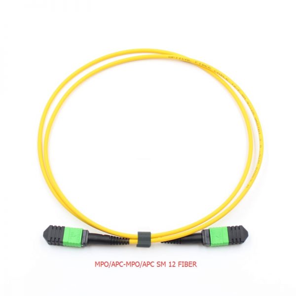 MPO Female to MPO Female Connectors OS2 9/125um Single-mode Type B 12 core LSZH Yellow Trunk Optic Cable