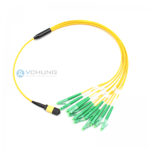 MPO Female to LC 12Fibers OS2 Single Mode 9/125um Breakout Optical Fiber Cables