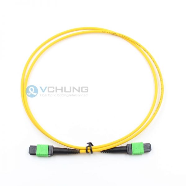 MPO Female to MPO Female Connectors OS2 9/125um Single-mode Type B 12 core LSZH Yellow Trunk Optic Cable