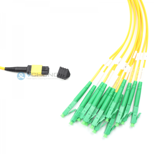 MPO Female to LC 12Fibers OS2 Single Mode 9/125um Breakout Optical Fiber Cables