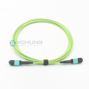 MPO Female 12 Cores OM5 Multimode IL0.7dB Lime Green Color LSZH 3.0mm Round Optical Fiber Cable