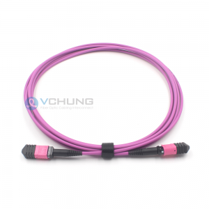 MPO Female to MPO Male 12Cores OM4 50/125um Multimode Type B LSZH Purple Color Trunk Cable