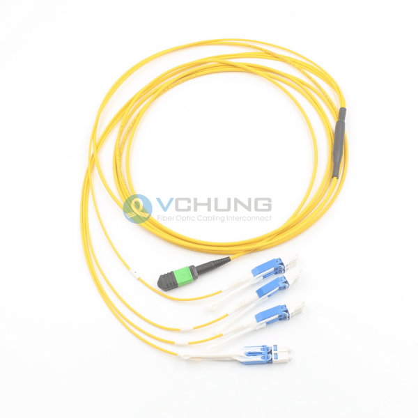 MPO Female to LC Uniboot HD Connector 8 cores SM 9/125um LSZH Fan-Out Trunk Optical Fiber Cable