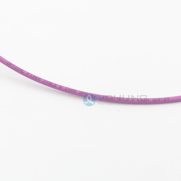 8 Fibers OM4 Multimode LSZH Purple Jacket MPO Female to 4xLC Duplex Breakout Optical Fiber Cable