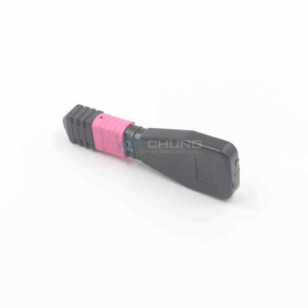 MPO 12cores Female OM4 Fiber 50/125um Multimode Purple Housing Loopback