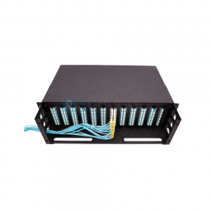 12Cores or 24Cores MPO Male to LC Harness Patchcord 24 Ports MPO Cassette Panel Mounted 1U Rack