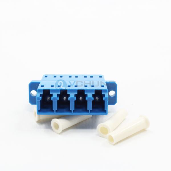 LC/UPC 4Channels Single-Mode Blue Color Adapter With Flange(One-piece Type)