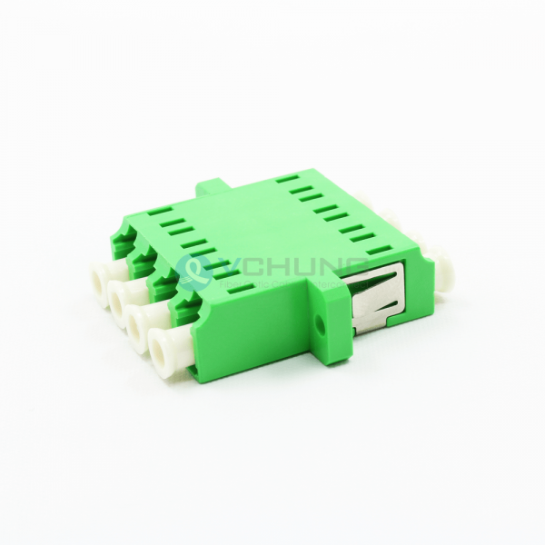 LC APC Female to Female 4-Core Singlemode Green Color Adapter With Flange(One-piece Type)
