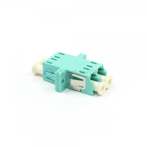 LC UPC OM3 Multimode Aqua Color Duplex Fiber Optical Adapter With Flange(Welding Type)
