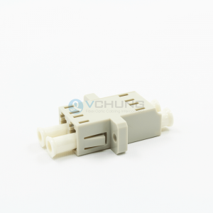 LC/UPC Multimode Beige Color Duplex Adapter With Flange(One-piece Type)