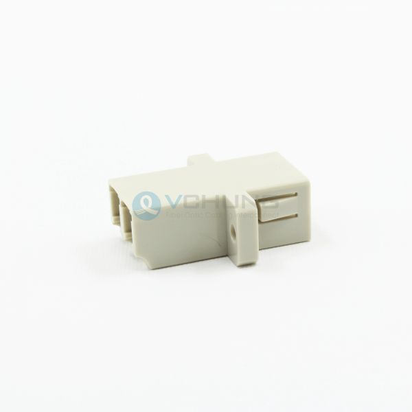 LC/UPC Multimode Beige Color Duplex Adapter With Flange(One-piece Type)