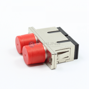 SC-FC Female to Female Duplex With Flange Fiber Optical Hybrid Adapter Metal Material