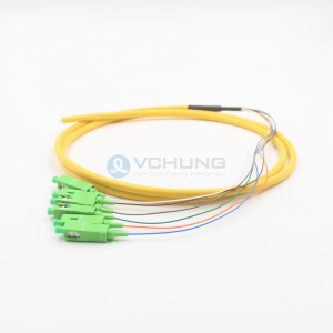 SC APC  IL0.30dB 6-Cores Single-Mode SMF 5.0mmTrunk Fiber Optical Pigtail Cable
