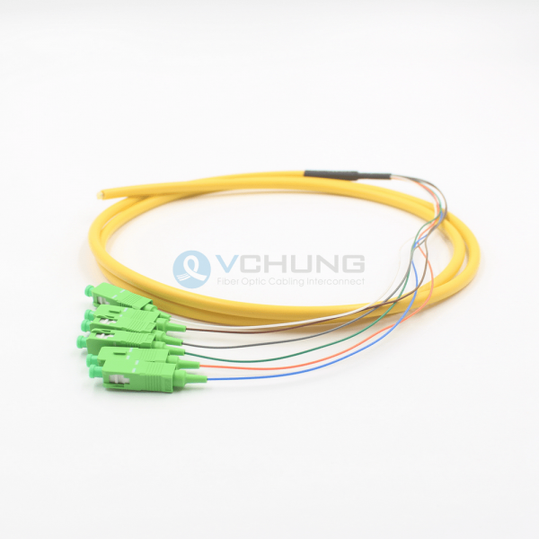 SC APC  IL0.30dB 6-Cores Single-Mode SMF 5.0mmTrunk Fiber Optical Pigtail Cable
