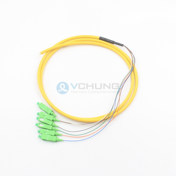SC APC  IL0.30dB 6-Cores Single-Mode SMF 5.0mmTrunk Fiber Optical Pigtail Cable