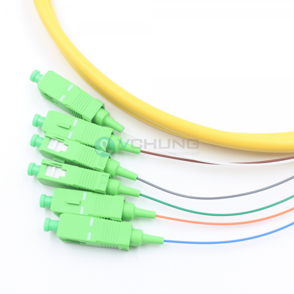 SC APC  IL0.30dB 6-Cores Single-Mode SMF 5.0mmTrunk Fiber Optical Pigtail Cable