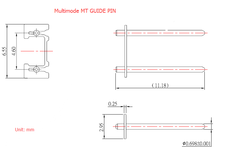 Multimode or Sinled-Mode with 0.25mm Keeper Stainless Steel Material MPO Guide Pins