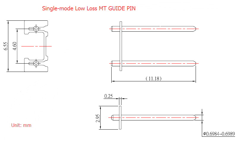Multimode or Sinled-Mode with 0.25mm Keeper Stainless Steel Material MPO Guide Pins