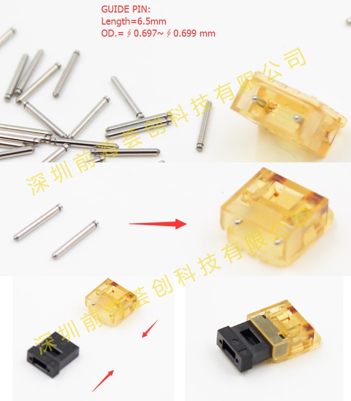 0.697 to 0.699mm L6.5mm Multimode Used for Lens Array Ferrule 12 cores MPO Guide PIN