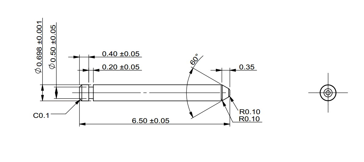 0.697 to 0.699mm L6.5mm Multimode Used for Lens Array Ferrule 12 cores MPO Guide PIN